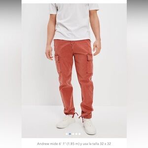 American Eagle Flex Men's Cargo Jogger Pants in Rust Red/coral